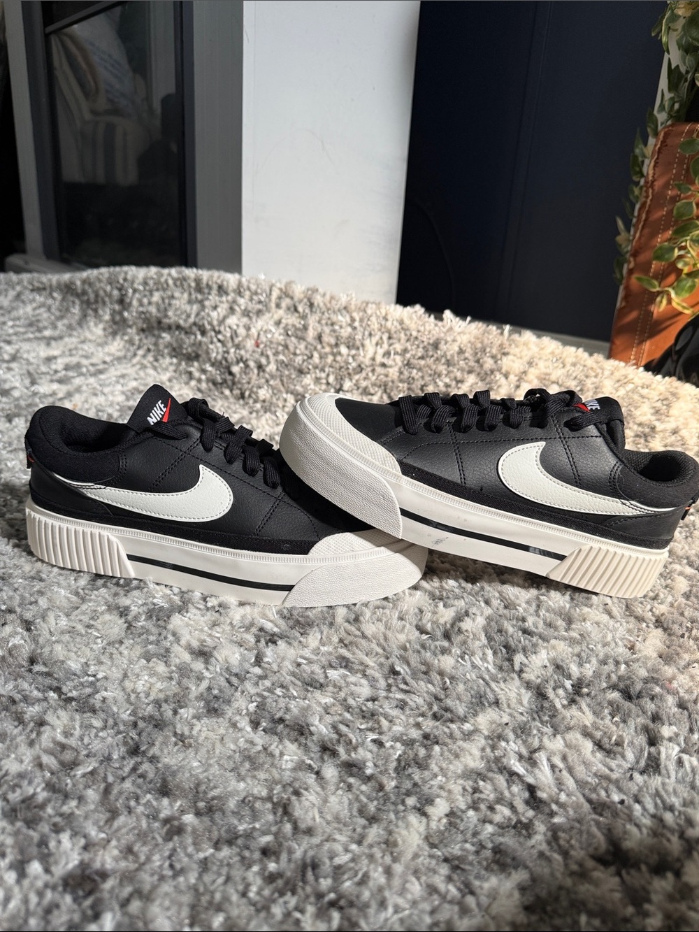 Nike Black and White Low-Top Platform Sneakers
